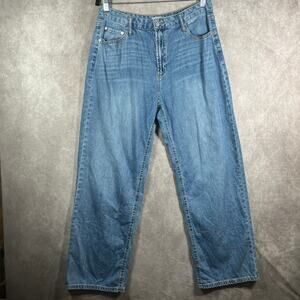 Oat New York Jeans Womens 12/31 Blue Medium Wash Denim High Rise Straight Leg‎